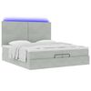 vidaXL Ottoman bed met matrassen en LED's 200x200cm fluweel lichtgrijs