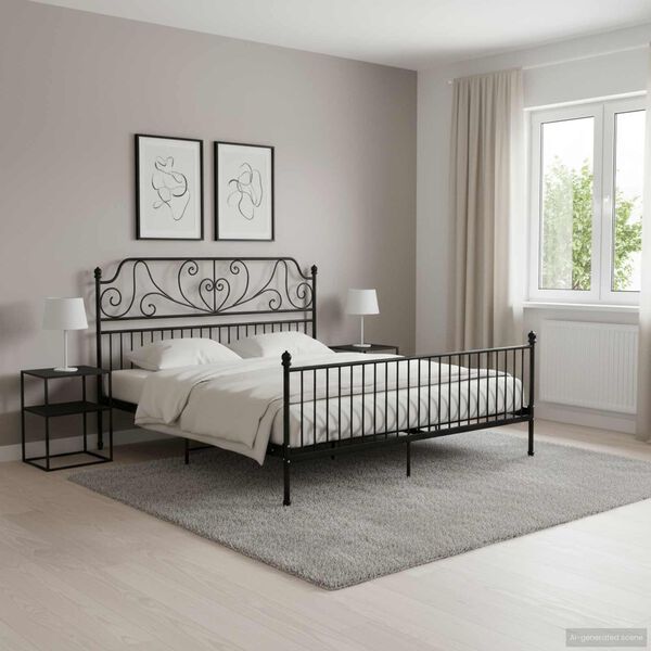 vidaXL Bedframe metaal zwart 180x200 cm