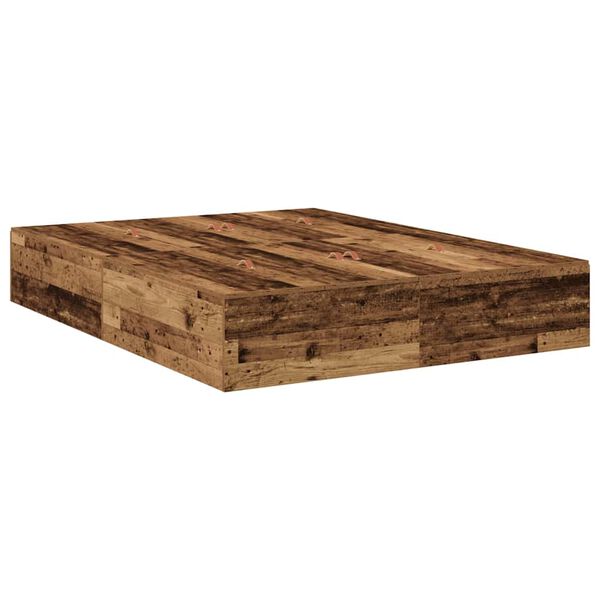 vidaXL Opbergbedframe met opslag Oud Hout 135 x 190 cm Bewerkt hout