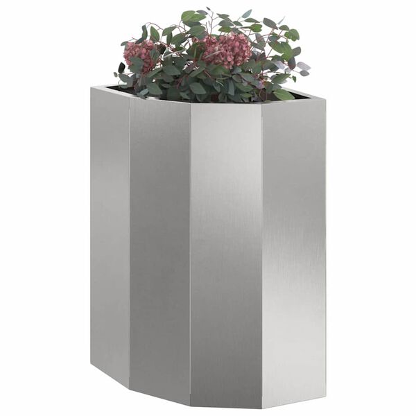 vidaXL Hoek Plantbak Zilver 30 x 30 x 50 cm Roestvrij staal
