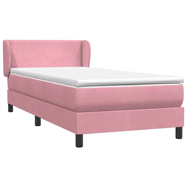 vidaXL Boxspring met matras fluweel roze 100x220 cm