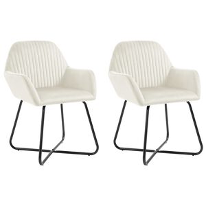 vidaXL Eetkamerstoelen 2 st fluweel cr&egrave;mekleurig
