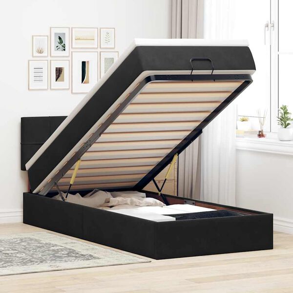 vidaXL Ottoman bed met matras 90x190cm fluweel zwart