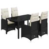 vidaXL 5-delige Bistroset met kussens poly rattan zwart