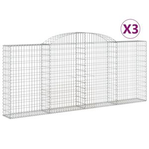 vidaXL Schanskorven 3 st gewelfd 300x30x120/140 cm ijzer