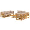 vidaXL 9-delige Loungeset met kussens massief hout taupe