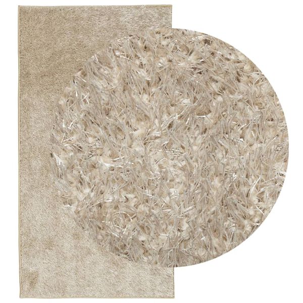 vidaXL Vloerkleed ISTAN hoogpolig glanzend 80x150 cm beige