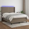 vidaXL Boxspring met matras en LED stof taupe 140x200 cm