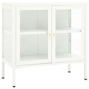 vidaXL Dressoir 70x35x70 cm staal en glas wit