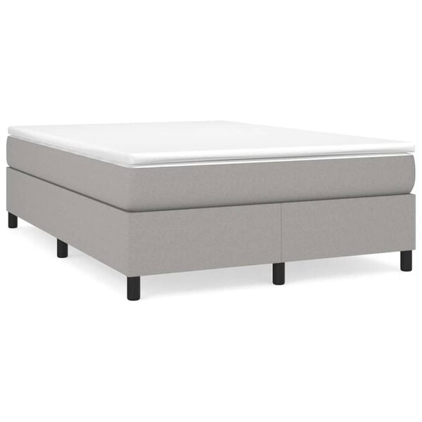 vidaXL Boxspring met matras stof lichtgrijs 140x190 cm