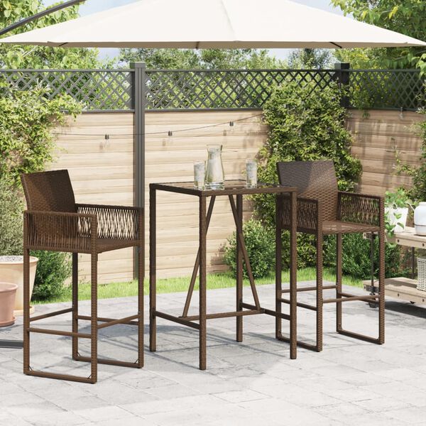 vidaXL Tuinbartafel 70x70x110 cm poly rattan bruin