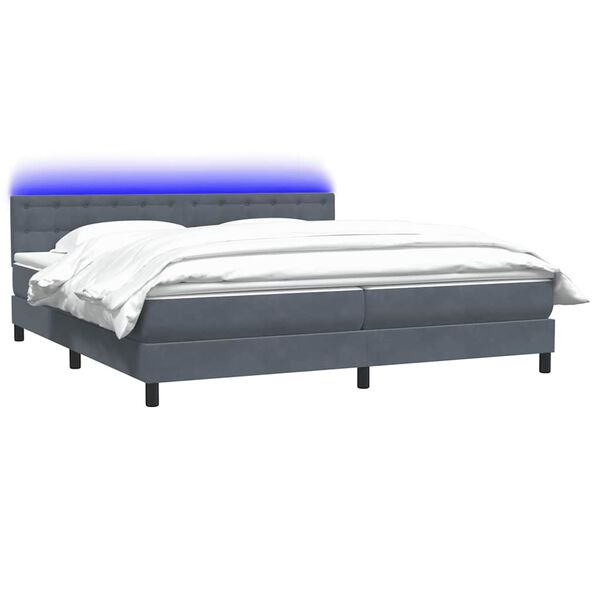 vidaXL Boxspring met matras en LED fluweel donkergrijs 180x220 cm