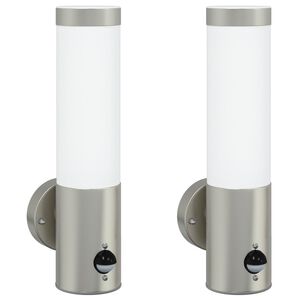 vidaXL Buitenwandlampen 2 pcs Zilver 12 x 7.5 x 29 cm Roestvrij staal