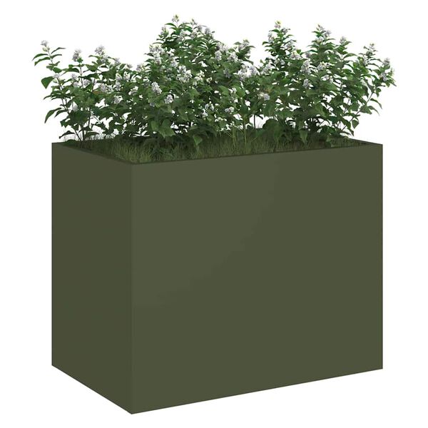 vidaXL Tuin Bloempot Olijfgroen 50 x 32 x 40 cm Koudgewalst staal