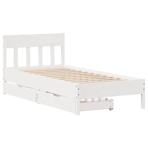 vidaXL Bedframe zonder matras massief grenenhout wit 75x190 cm