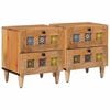 vidaXL Nachtkastje 2 pcs Naturel 40 x 33 x 46 cm Massief Mango Hout