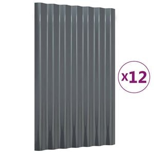vidaXL Dakpanelen 12 st 60x36 cm gegalvaniseerd staal antracietkleurig
