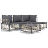 vidaXL 4-delige Loungeset met kussens poly rattan antracietkleurig