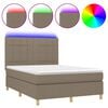 vidaXL Boxspring met matras en LED stof taupe 140x190 cm