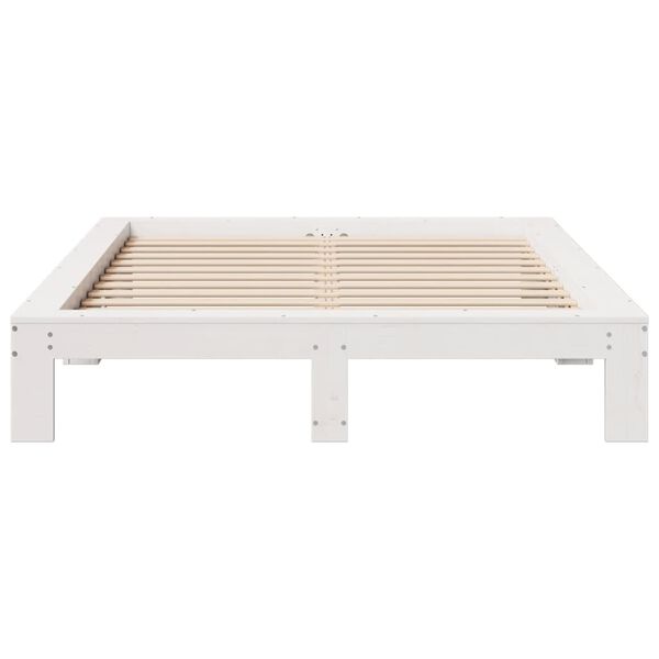 vidaXL Bedframe zonder matras massief grenenhout wit 135x190 cm