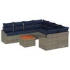 vidaXL Tuinbankenset met opslag 9 pcs Grijs en Marineblauw poly rattan