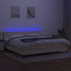 vidaXL Boxspring met matras en LED stof cr&egrave;mekleurig 200x200 cm