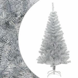 vidaXL Kunstkerstboom met standaard 120 cm PET zilverkleurig