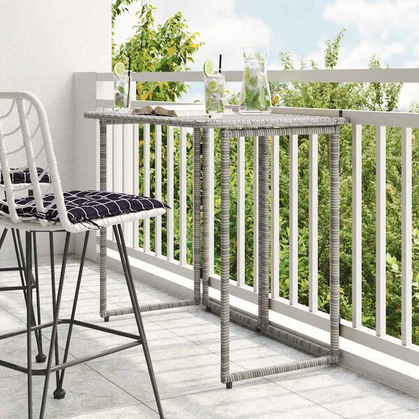 vidaXL Tuintafel inklapbaar 90x51x75 cm poly rattan grijs