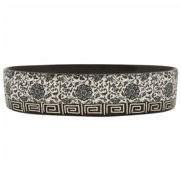 vidaXL Opzetwasbak ovaal 56,5x36,5x13,5 cm keramiek zwart en blauw