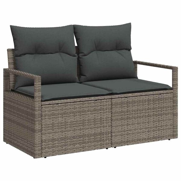 vidaXL Tuin Sofa Set met opslag 8 pcs Grijs Poly riet