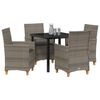 vidaXL Tuin eettafelset 5 pcs Grijs poly rattan