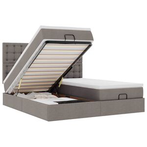 vidaXL Ottoman bed met matrassen 200x200cm stof taupe
