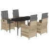 vidaXL 5-delige Tuinset met kussens poly rattan gemengd beige