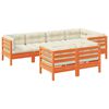 vidaXL 7-delige Loungeset met kussens massief grenenhout wasbruin
