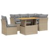 vidaXL 5-delige Loungeset met kussens poly rattan beige