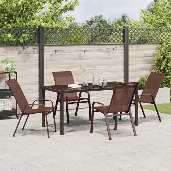 vidaXL Tuin eettafelset 5 pcs Bruin en zwart Poedercoating staal