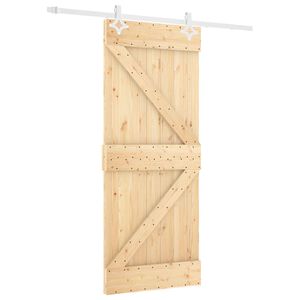 vidaXL Schuifdeur Natuurlijk en Wit 80 x 210 cm Massief grenenhout