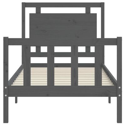 vidaXL Bedframe met hoofdbord massief hout grijs 100x200 cm