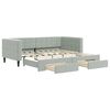 vidaXL Slaapbank onderschuifbed en lades 90x190 cm fluweel lichtgrijs