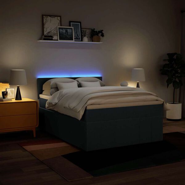 vidaXL Boxspring met matras stof blauw 140x190 cm