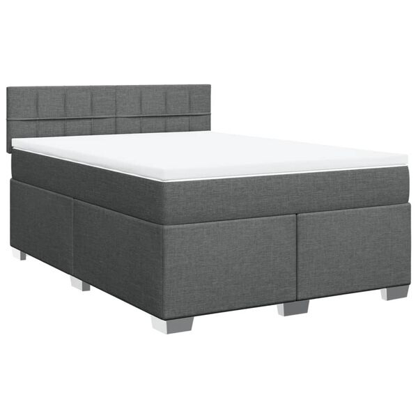 vidaXL Boxspring met matras stof donkergrijs 140x190 cm