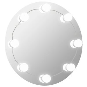 vidaXL Wandspiegel met LED-lampen rond glas