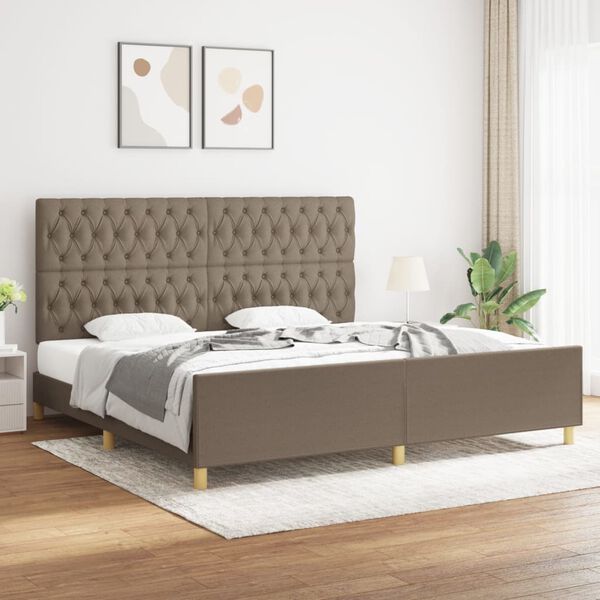 vidaXL Bedframe met hoofdeinde stof taupe 200x200 cm