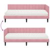 vidaXL Hoekbedframe met matras met hoofdeinde Roze 90 x 200 cm Fluweel
