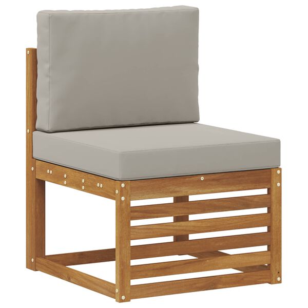 vidaXL Sofa-Sets 8 pcs Natuurlijk en Lichtgrijs Massief Acaciahout