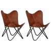 vidaXL Vlinderstoelen 2 st kindermaat echt leer bruin