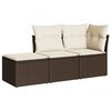 vidaXL 3-delige Loungeset met kussens poly rattan bruin