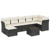 vidaXL 8-delige Loungeset met kussens poly rattan zwart