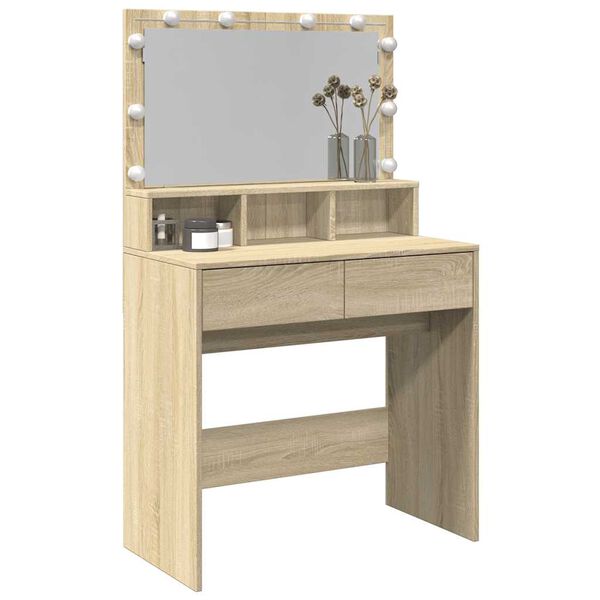 vidaXL Kaptafel met LED 80x41x134,5 cm sonoma eikenkleurig