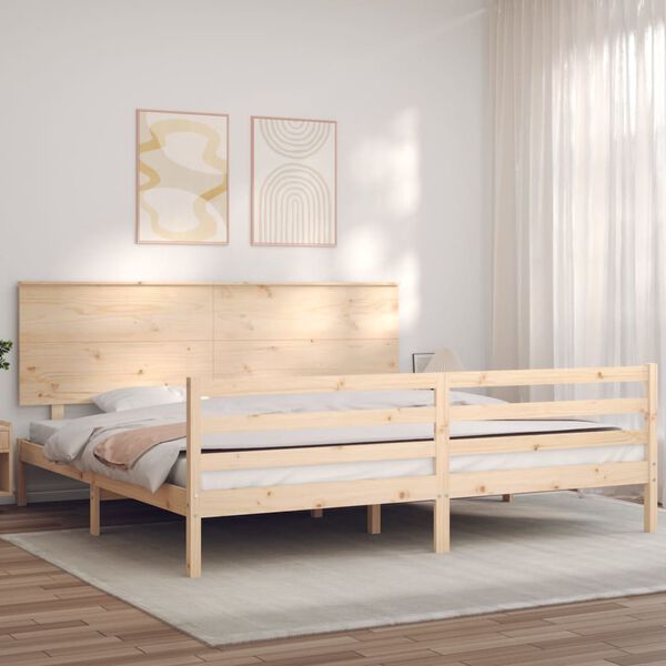 vidaXL Bedframe met hoofdbord massief hout 200x200 cm